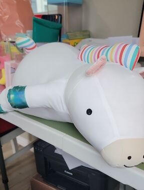 Pillowfort white plush rainbow horse with pink accents
